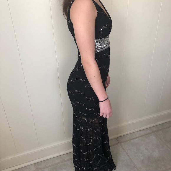 My Michelle sequin lace prom dress silver & black - Picture 2 of 6